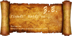 Ziskó Balázs névjegykártya